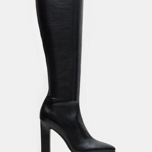 🔥 Steve Madden ARIA Knee High Boots Size 8 Black Vegan Leather New In Box